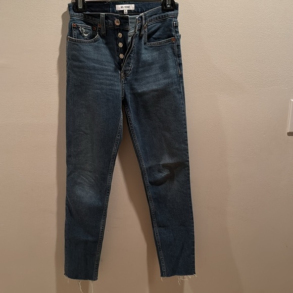 Re/Done 90s High Rise Ankle Crop Jeans 24 - Picture 2 of 8